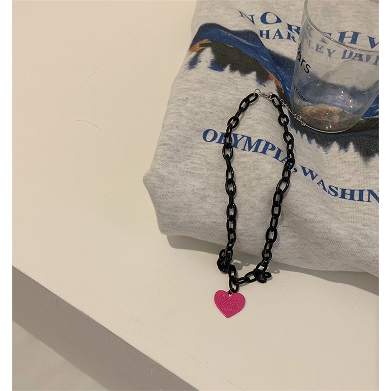 Vòng cổ nữ mặt hình trái tim bằng nhựa thời trang phong cách hip hop