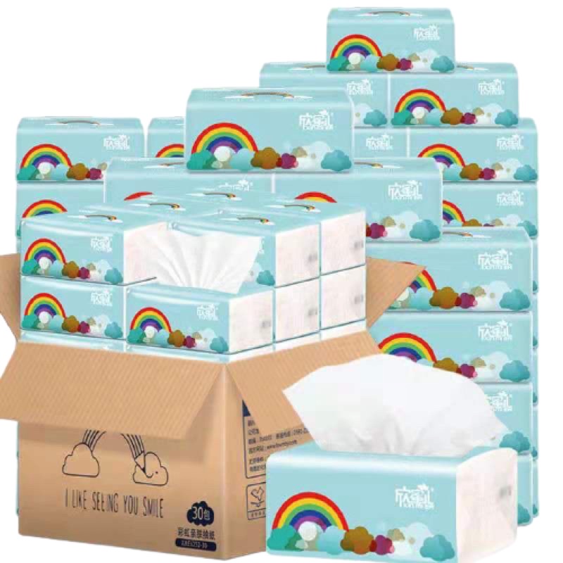 Thùng 30 gói giấy rút Cầu Vồng Xin Meir loại  an toàn tiện lợi