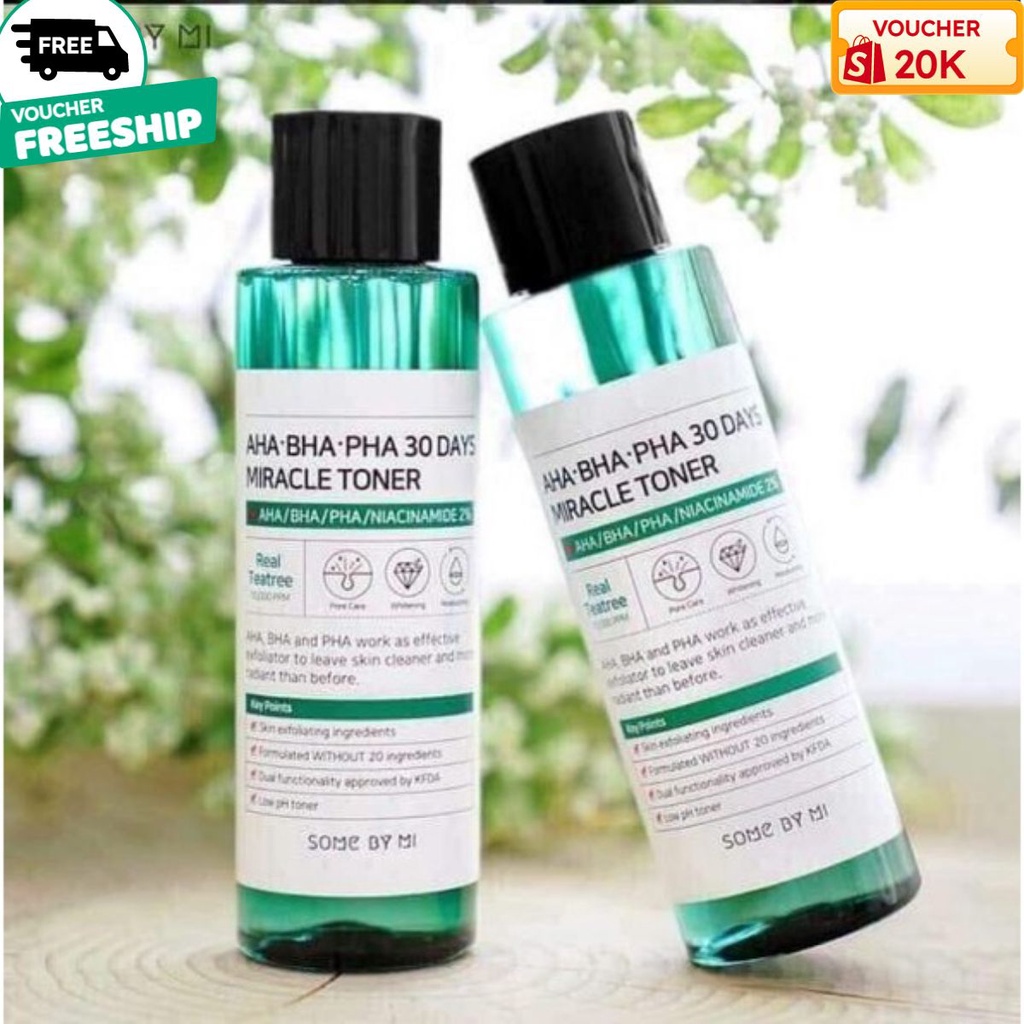 Nước Hoa Hồng Giảm Mụn Some By Mi AHA BHA PHA 30 Days Miracle Toner Some By Mi AHA 150ml - hangauthen9999