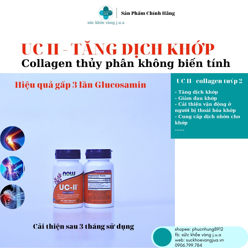 UC II lọ 60 -120 viên - Collagen type 2 - Tăng Dịch Khớp | Thế Giới Skin Care