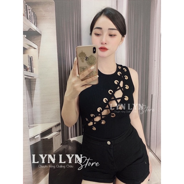 Body Suit Ngực Đan Dây Chéo