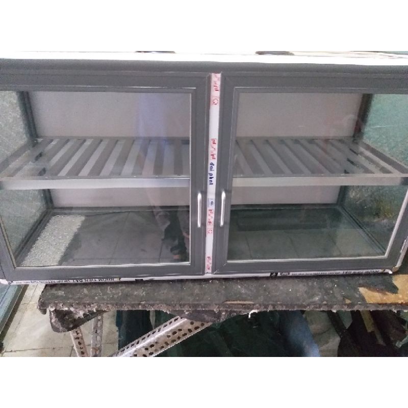 Tủ nhôm kính chén bát loại treo tường nhôm màu xám ghi