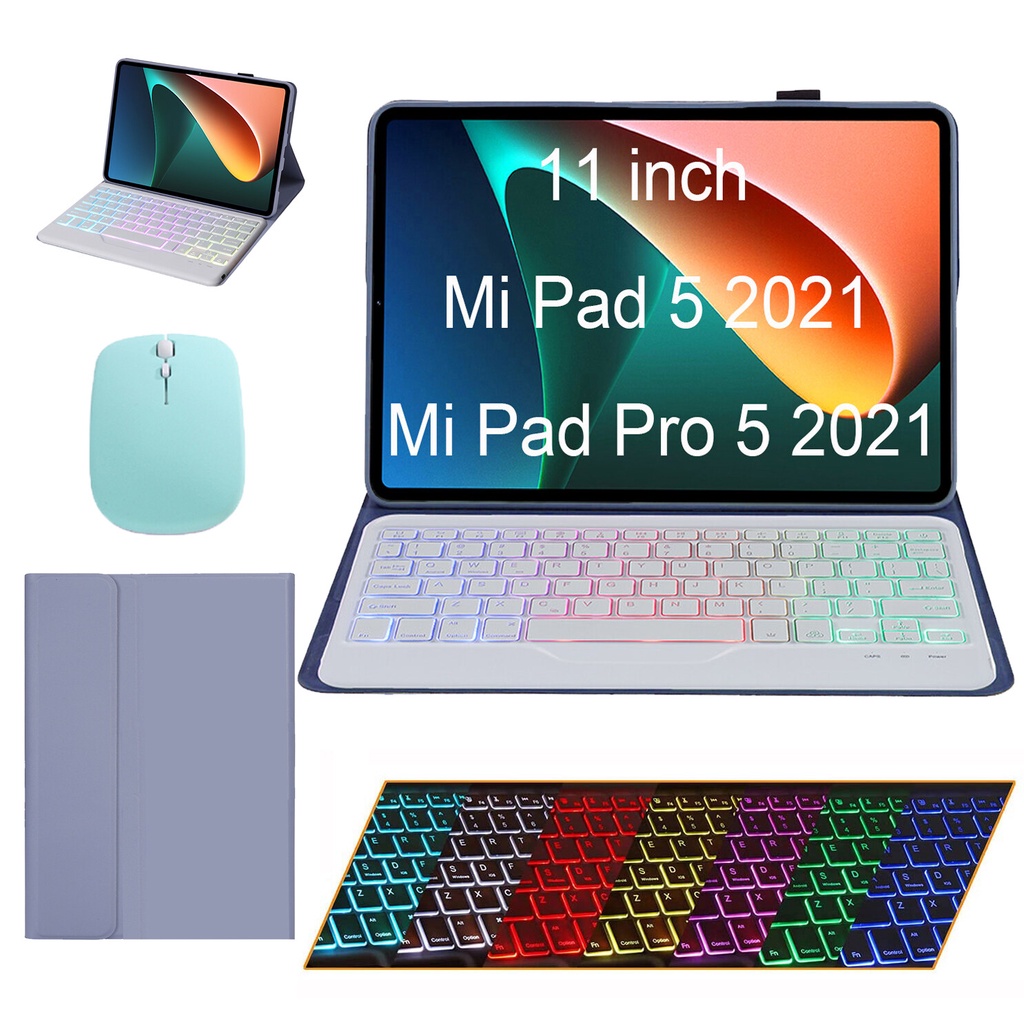 Bao Da Máy Tính Bảng Có Bàn Phím Bluetooth Và Đèn Nền 7 Màu Cho Xiaomi Mi Pad 5 Pro / Mi Pad 5 11 inch 2021 Redmi Pad 10.61 inch 2022