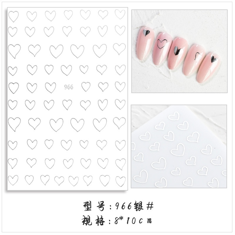 Nhãn Dán Trang Trí Móng Tay Hình Trái Tim Dễ Thương