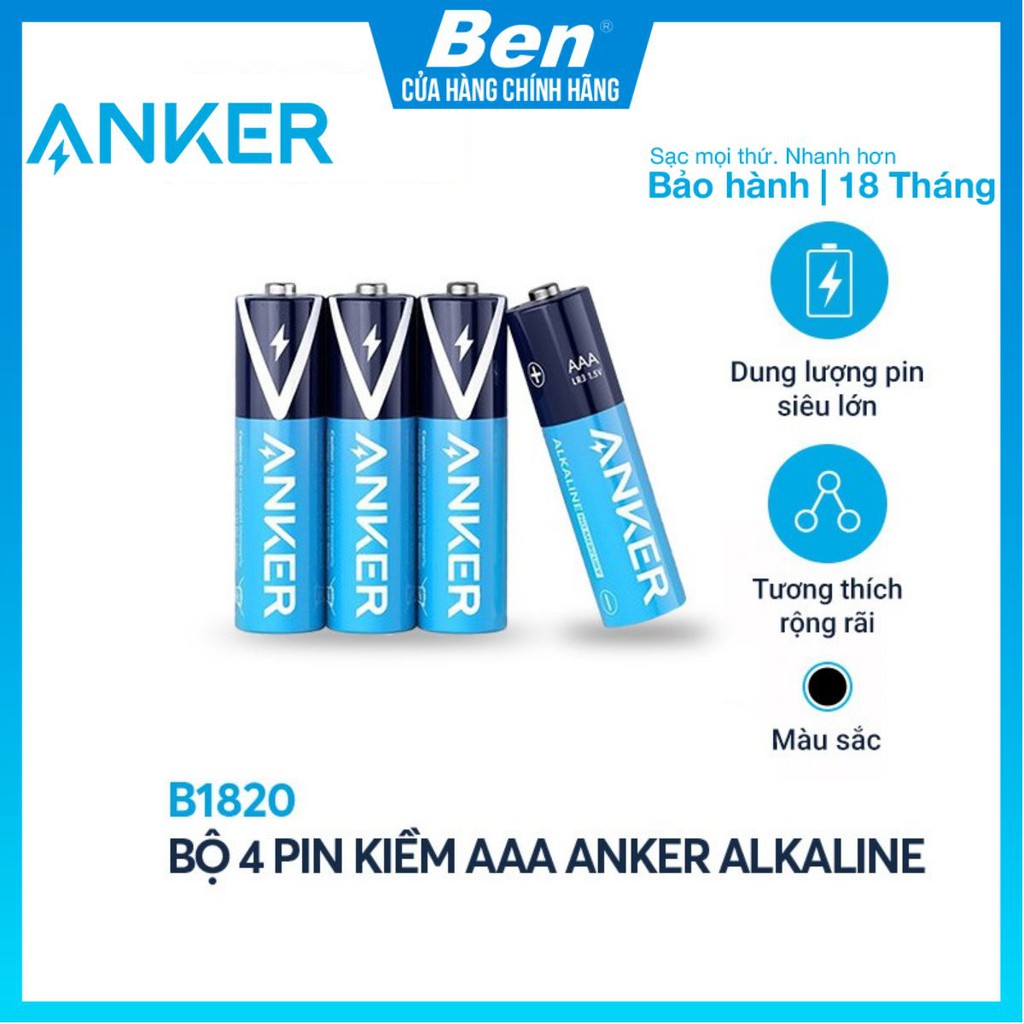 Pin Kiềm AAA ANKER Alkaline (Bộ 2 Pin/4 Pin) - B1820