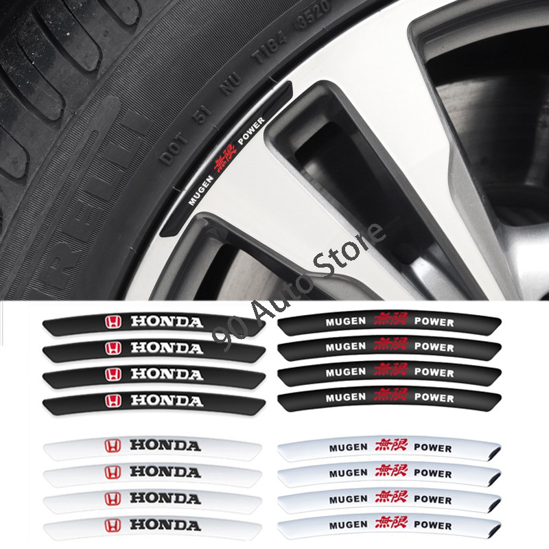 Set 4 miếng dán trang trí vành bánh xe hơi 9cm bằng hợp kim nhôm cho Honda Mugen Power Civic City Odyssey