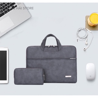 Túi xách, cặp xách da chống sốc cho laptop, macbook, kèm ví đựng phụ kiện, túi công sở nam nữ
