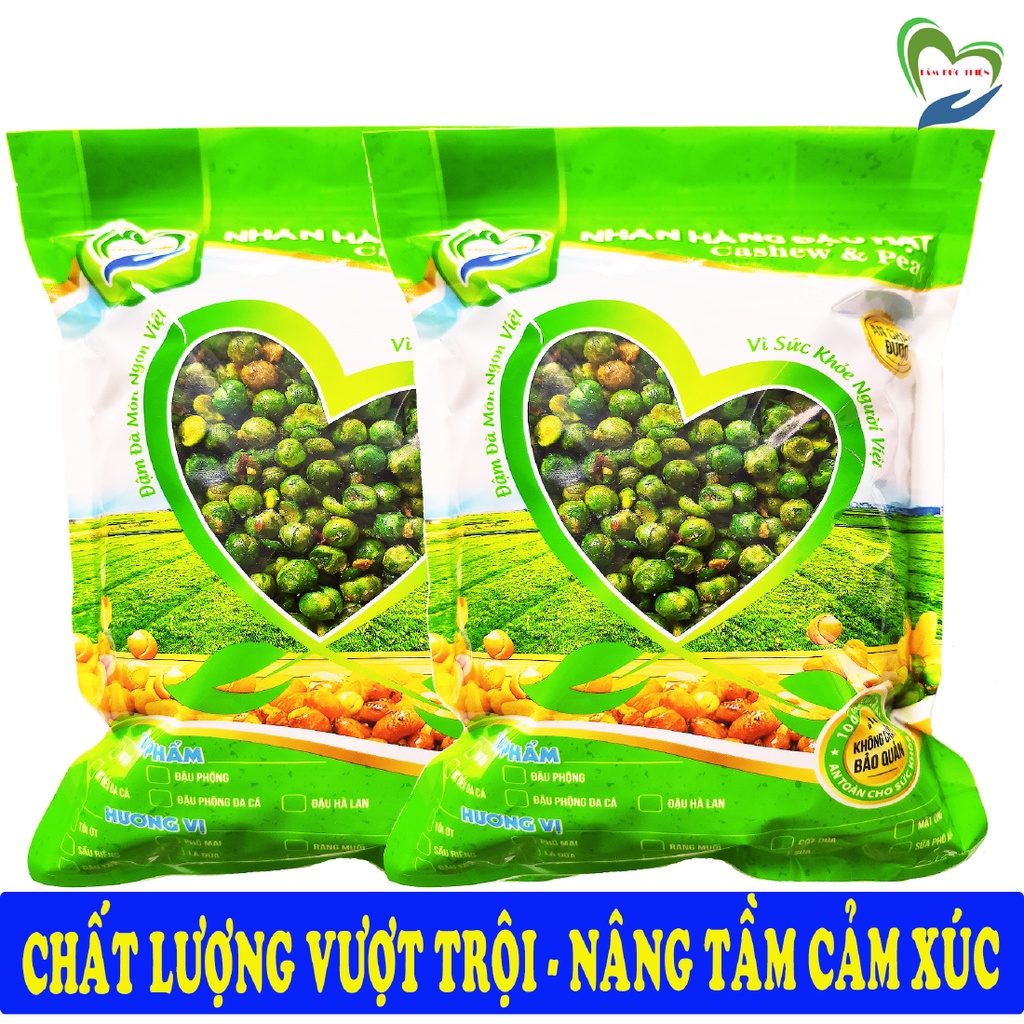 1KG Đậu Hà Lan Tỏi Ớt Tâm Đức Thiện Đậu Đồ Ăn Vặt Hà Lan Rang Tỏi Ớt Loại Túi Zip và Hộp 500GR đồ ăn vặt