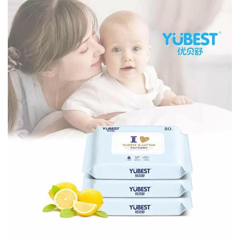 Khăn Giấy Ướt YUBEST nội địa Trung 80 tờ Chăm Sóc Toàn Diện Cho Bé Và Gia Đình