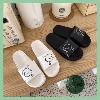 Dép quai ngang nữ hình cún ulzzang màu(trắng,đen)