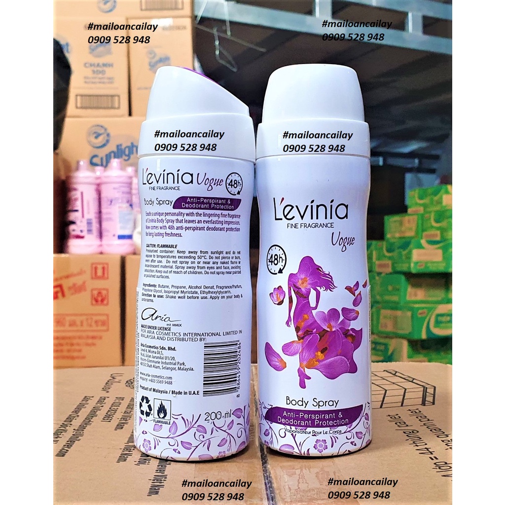 Xịt khử mùi toàn thân Levinia  200ml