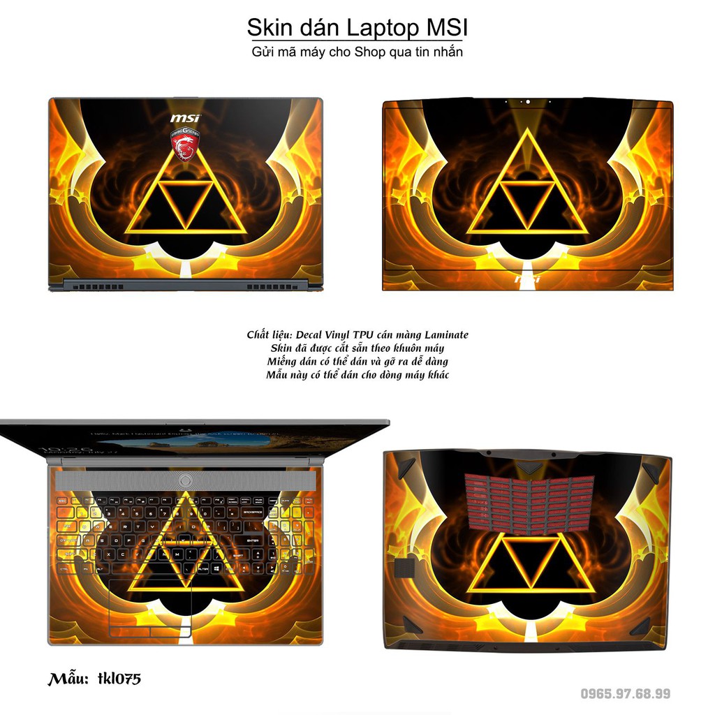 Skin dán Laptop MSI in hình thiết kế nhiều mẫu 7 (inbox mã máy cho Shop)