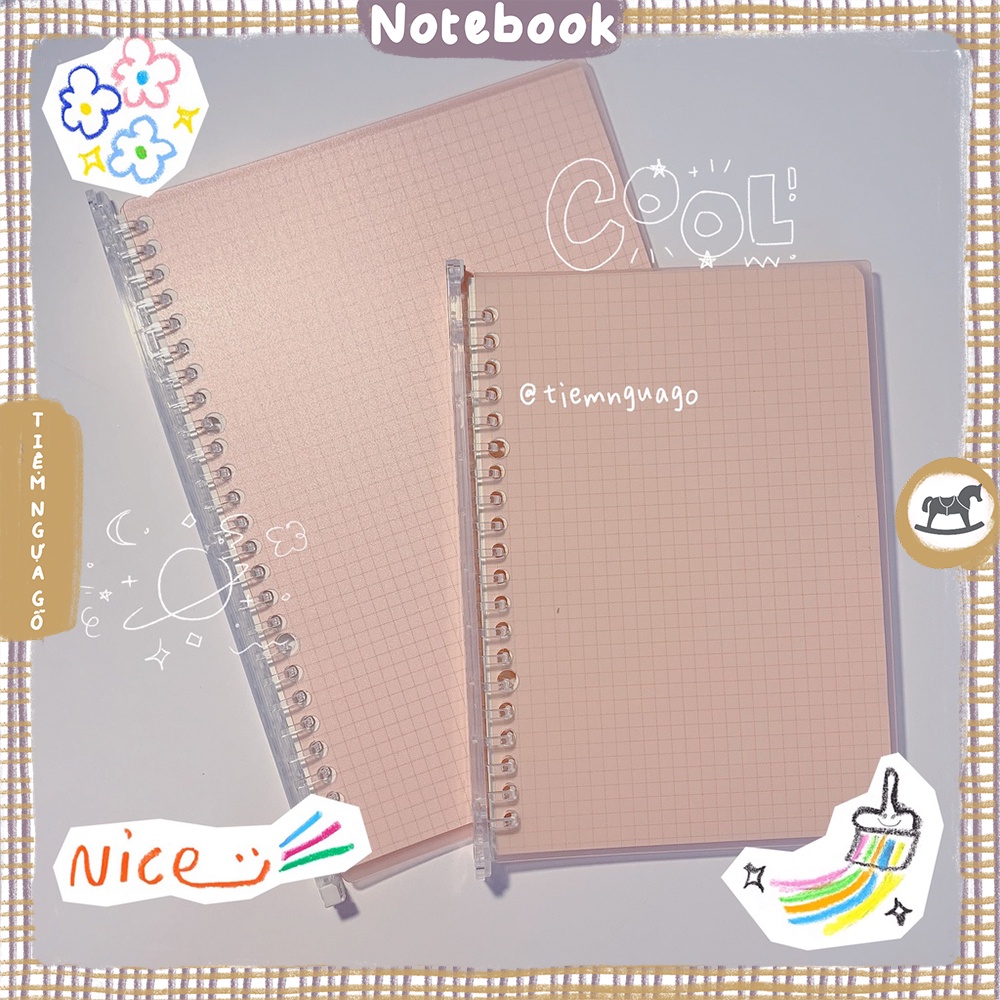 Set Binder Sổ còng nhựa có khoá kèm 50 trang refill có thể thay thế - Tiệm Ngựa Gỗ