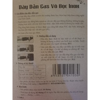 Dây Dẫn Gas Vỏ Bọc Inox + 2 Cổ Dê Chống Chuột Cắn