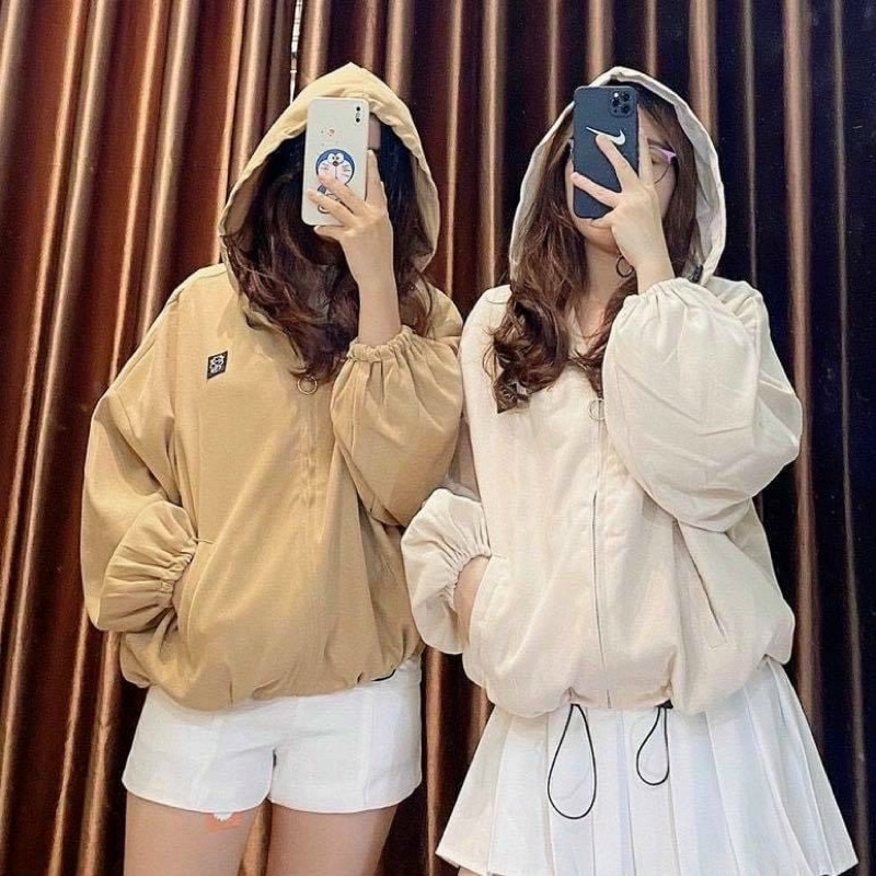 Áo khoác dạ kaki thêu có nón 2 lớp unisex ulzzang nam nữ