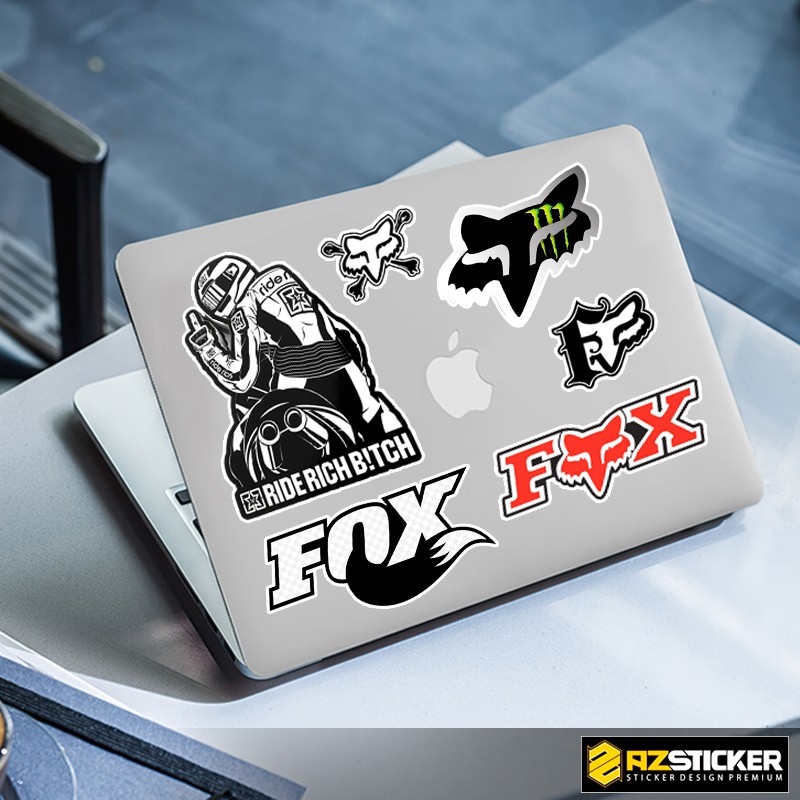 Set A4 Tem Sticker Dán Xe, Dán Nón Chủ Đề Racing Fox STKA415 | Chất Liệu PVC Chống Nước, Bền Màu,Cắt Sẵn Dễ Dùng