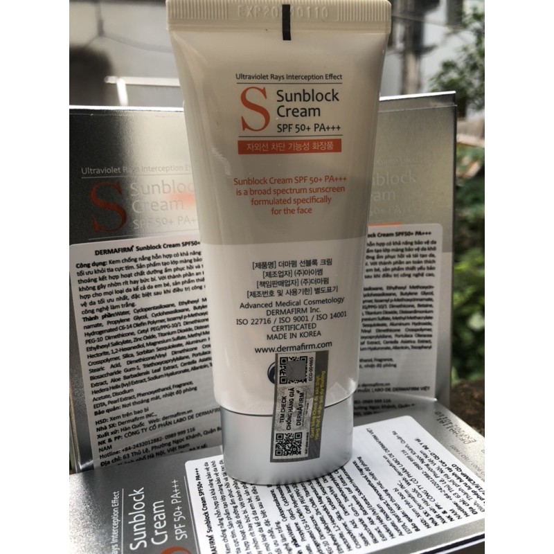 Kem chống nắng Dermafirm Sunblock Cream spf50+pa+++ cho mọi loại da dermafirmvn