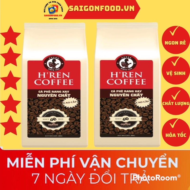 [Coffee] Cà phê Rang xay nguyên chất cao cấp Hoàng Anh Phát H’ren gói 200gr | SaiGonFood