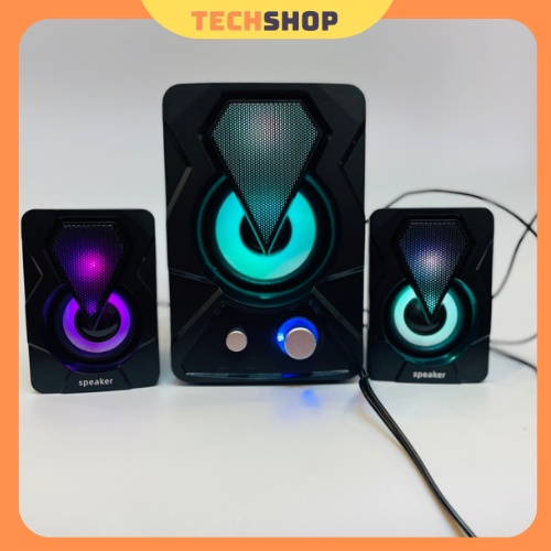 Loa máy tính 2.1 mini để bàn, Loa LED Rgp bass mạnh YST-1307 Nguồn 5v Trực Tiếp Cổng USB cực chất