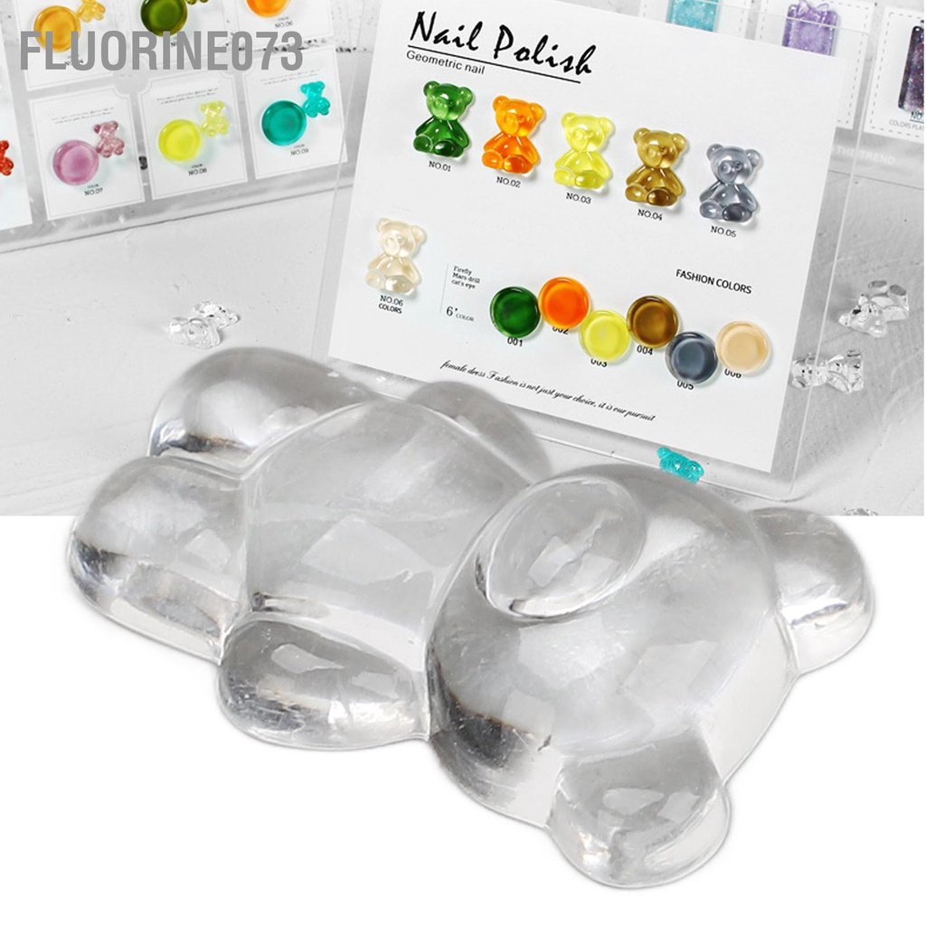 [Hàng mới về] 50 phụ kiện đính móng tay màu trong suốt acrylic họa tiết hoạt hình dễ thương gấu nghệ thuật