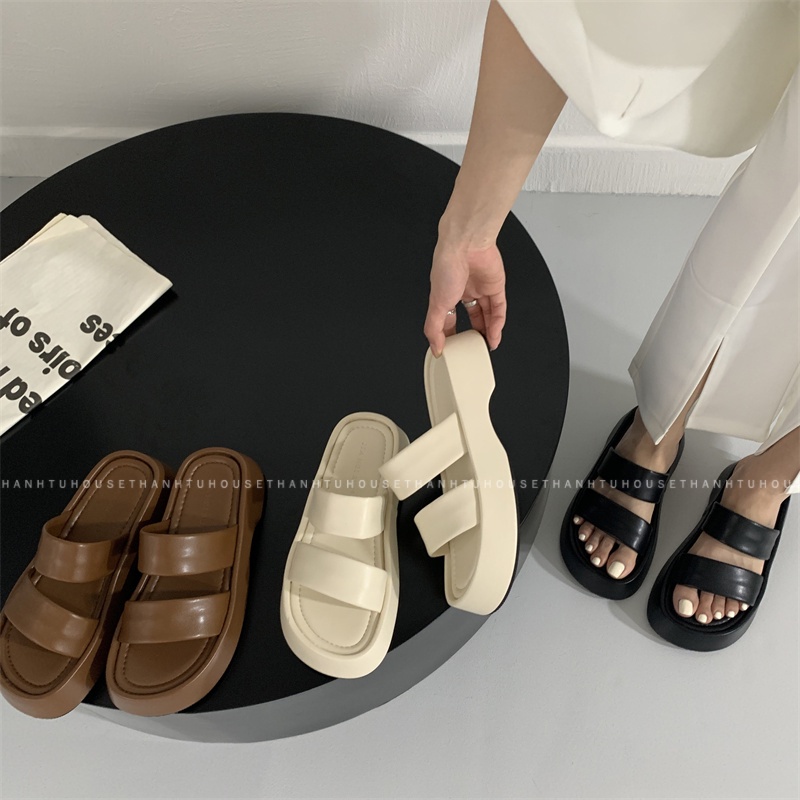 Dép Sandal Quai Ngang Ulzzang Đế Dày Thời Trang - DE005