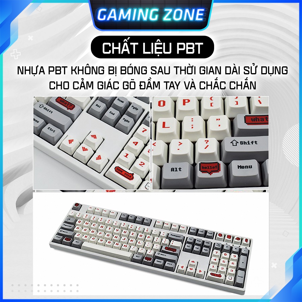 Keycap bàn phím cơ Caribe/Pixel/VideoGame/User nhựa PBT 108 phím siêu đẹp