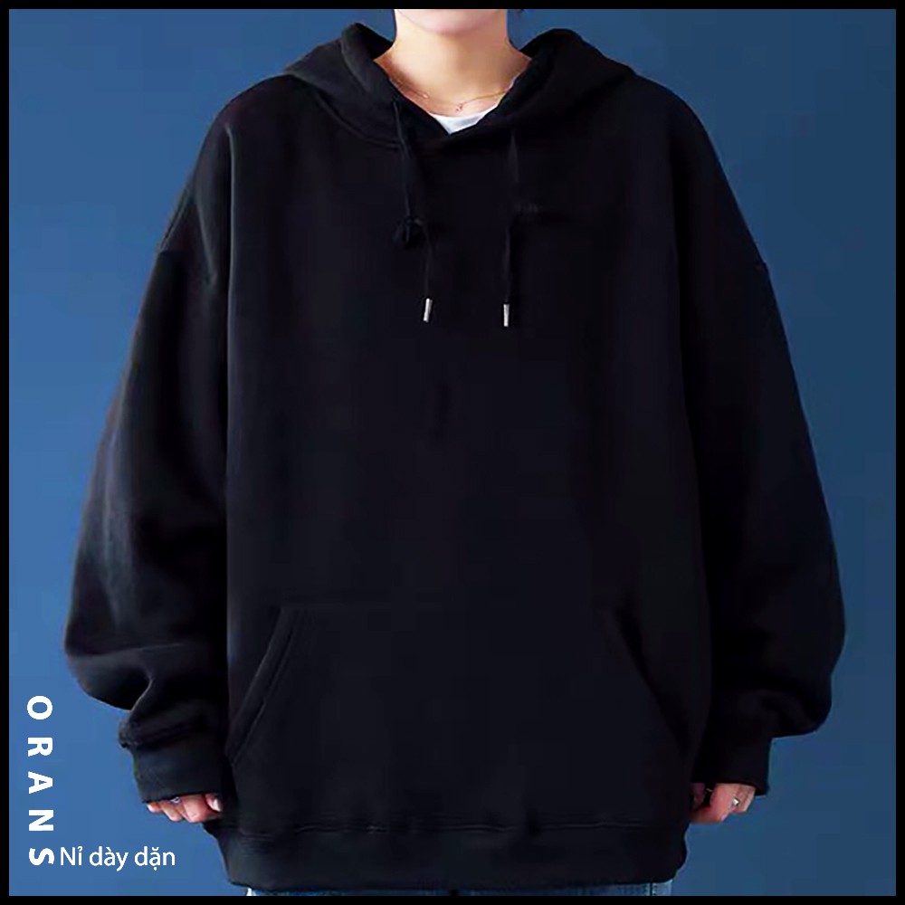 [ ÁO HOODIE ĐEN TRƠN ]- Hoodie nỉ lót lông