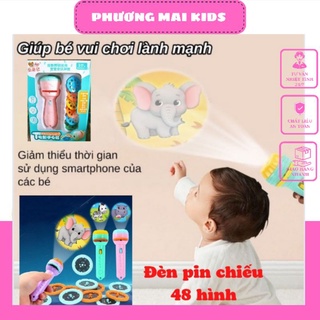 Đèn pin chiếu 48 hình, 80 hình 3D sinh động cho bé phát triển trí thông minh