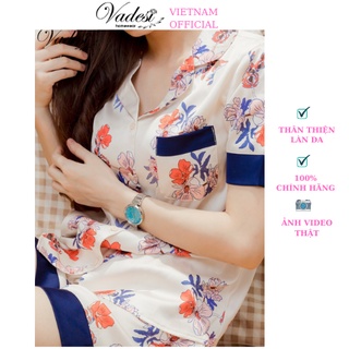 Đồ Ngủ Nữ Pijama VADESI Bộ Quần Đùi Áo Ngắn Mặc Nhà Lụa Cao Cấp Họa Tiết Đẹp Thoáng Nhẹ Mát Mềm
