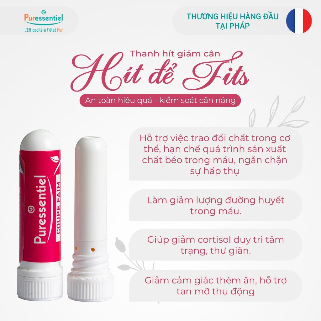 Slimstick thanh hít giảm cảm giác thèm ăn Puressentiel 10ml, hỗ trợ giữ dáng, thành phần tự nhiên, xuất xứ Pháp