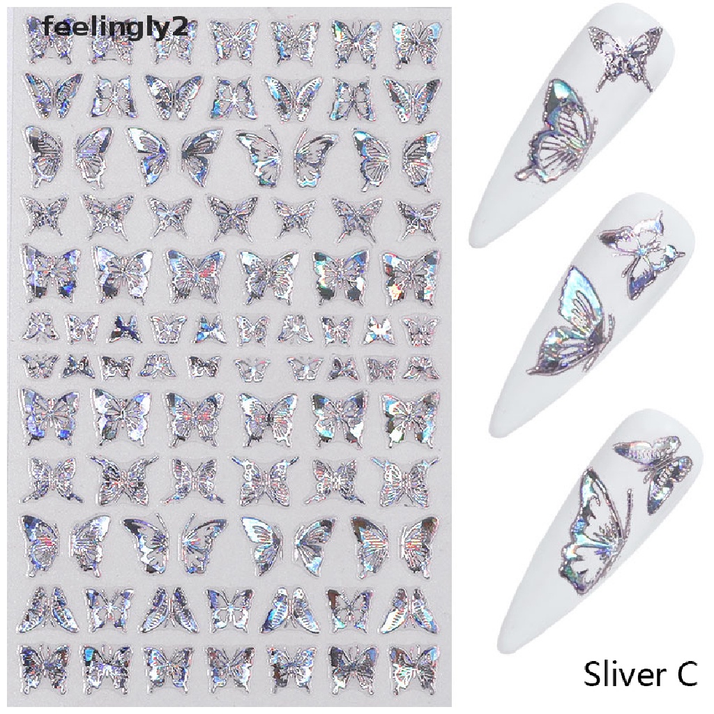 [Hàng mới về] Sticker trang trí móng hình bướm laser DIY