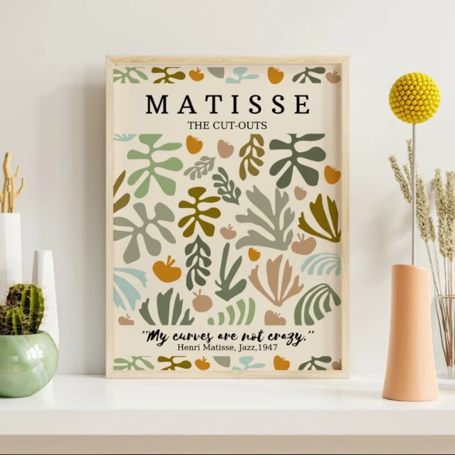 Set 6 tranh canvas treo tường Matisse tặng kèm bộ đinh treo