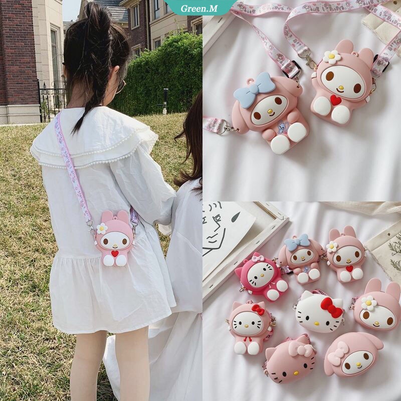 Sanrio Túi Đeo Chéo Đựng Tiền Xu Chất Liệu Silicon Hình Cinnamoroll Keroppi Kuromi Thời Trang
