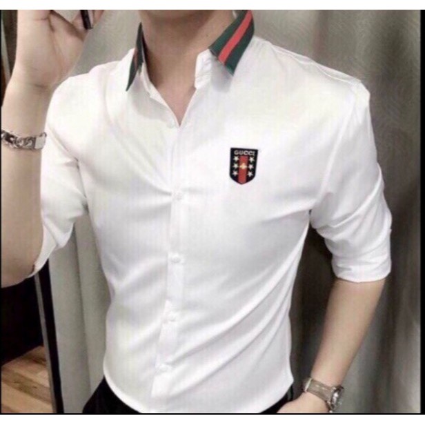 áO SƠ MI nam nữ chất kate thái mềm LÁ CỜ TRẮNG