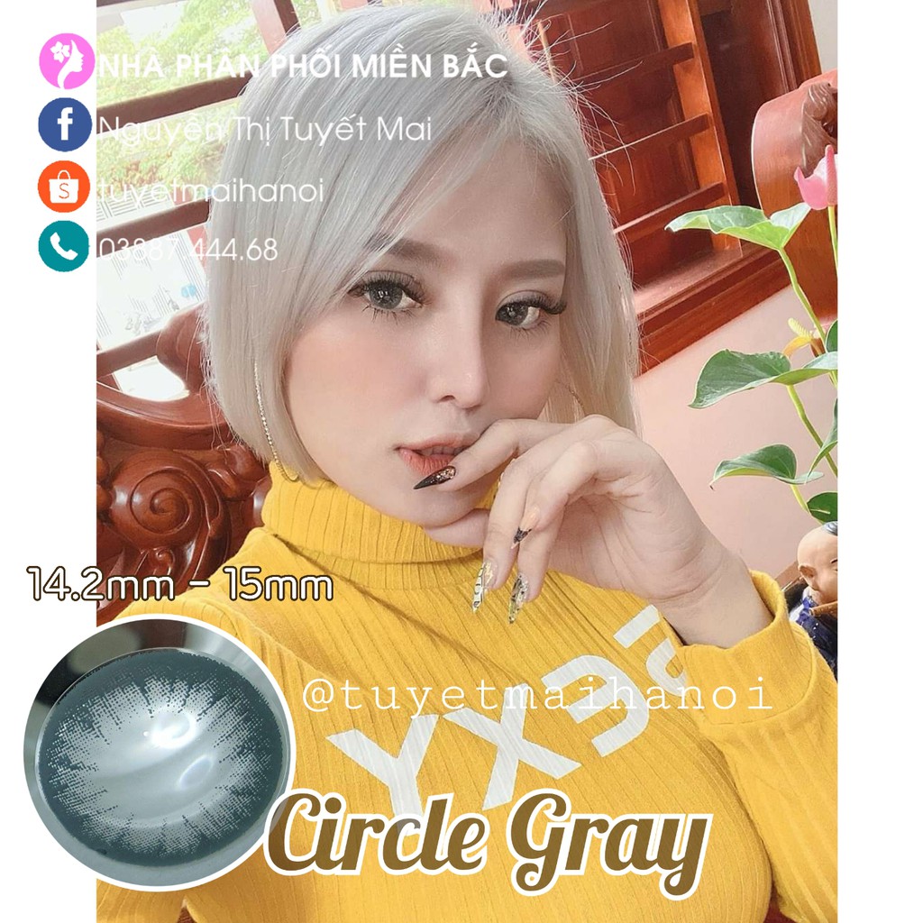 [ Ảnh Thật ] Lens Màu Xám Sáng Nổi Bật Siêu Êm Siêu Mềm Circle Gray 15mm - Kính Áp Tròng Hàn Quốc  Vassen Sexy Me