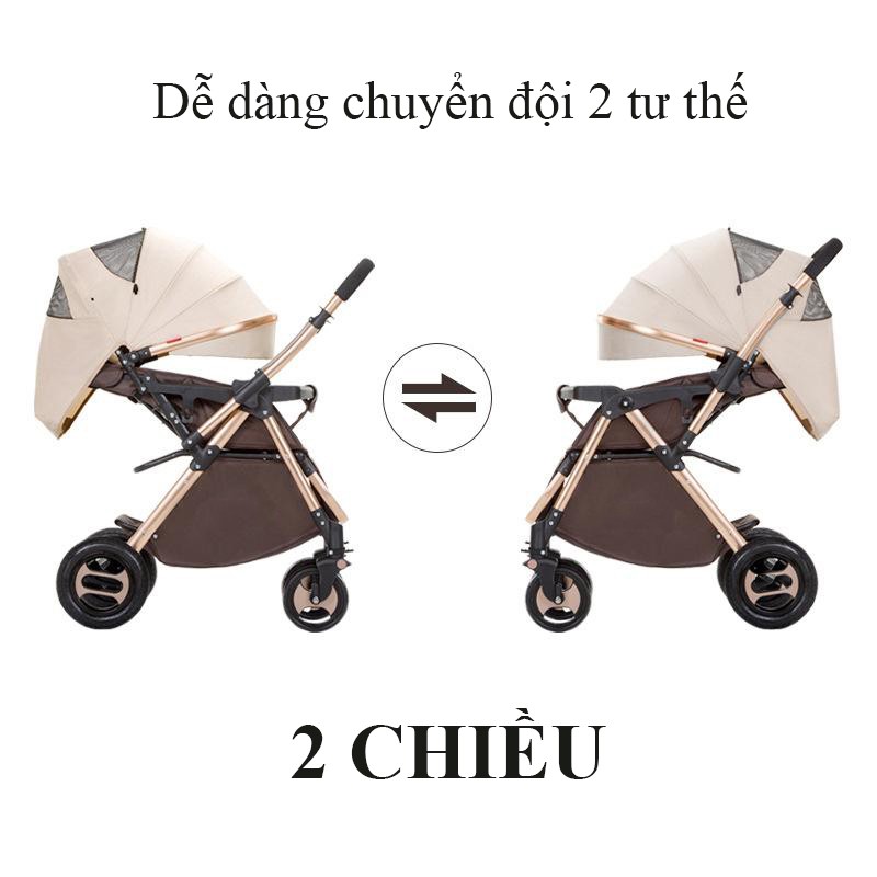 Xe đẩy 2 chiều ngả lưng nhiều tư thế cho bé KABI KIDS, gấp gọn siêu chắc, rộng 88x39cm