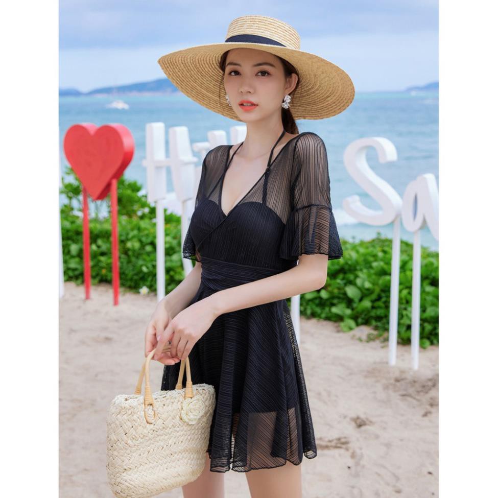 Đồ Bơi Nữ Bikini Áo Tắm Dạng Váy Đi Biển Có Tay Giấu Bụng CHo Người Béo Bụng - Hàng Quảng Châu Cao Cấp | BigBuy360 - bigbuy360.vn