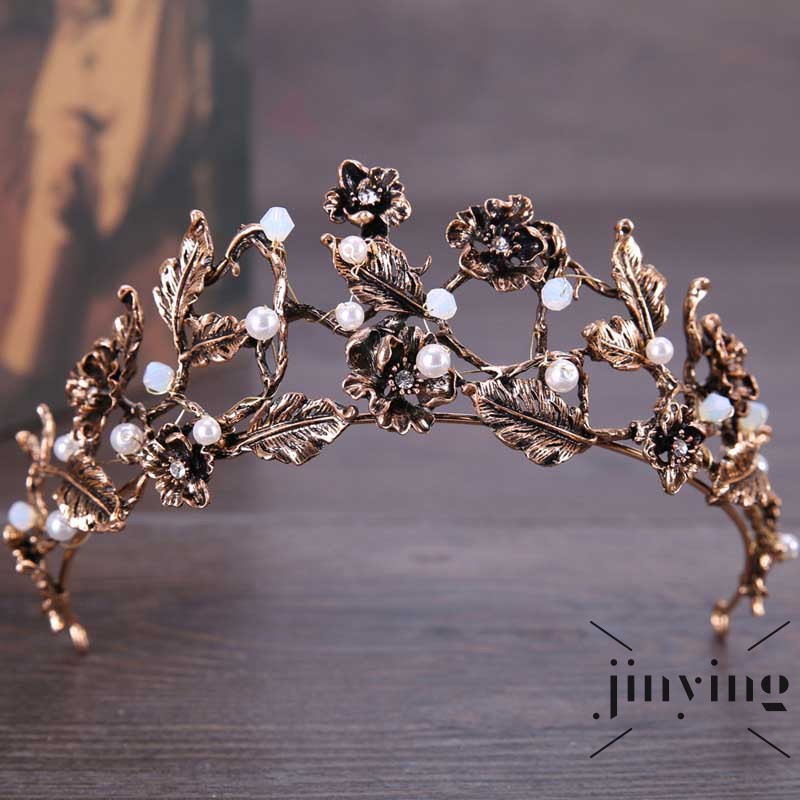 GETNOIVAS Vương miện cài tóc phối hạt ngọc trai giả phong cách retro cho cô dâu