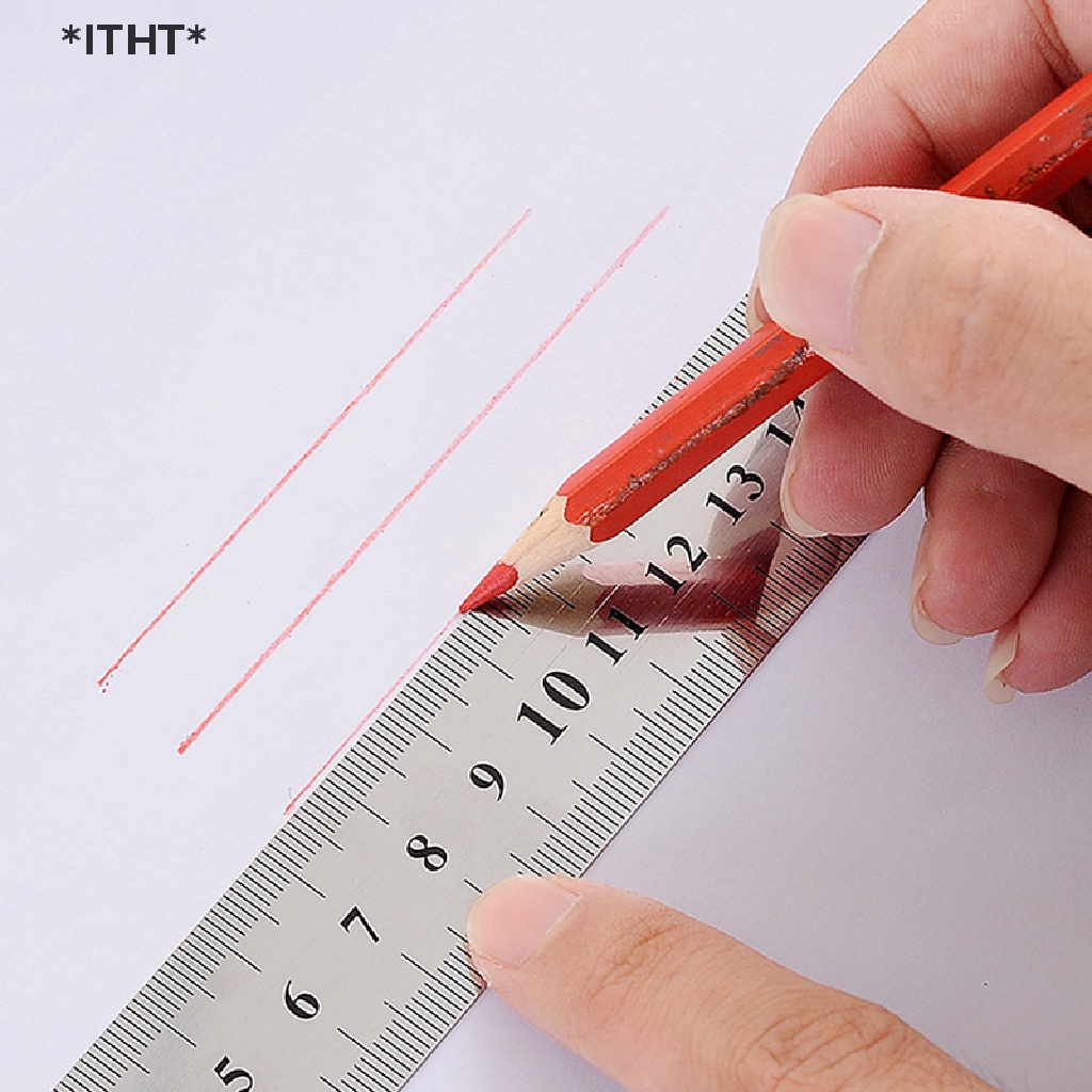 Thước thẳng đo lường hai mặt bằng kim loại 15-30cm