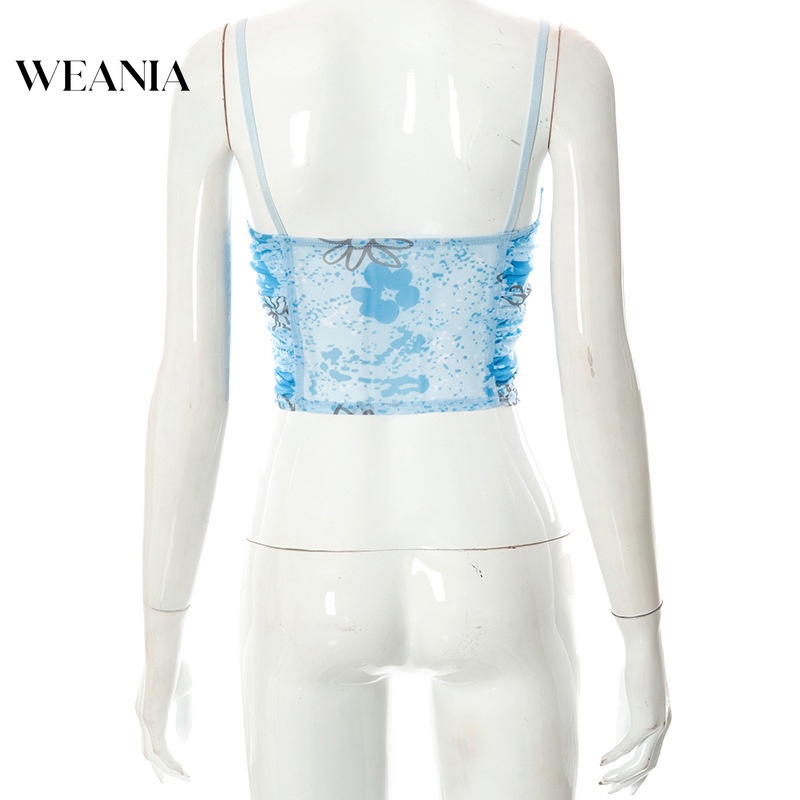 Áo Hai Dây Dạng Lưới In Hoa Hở Lưng D0322