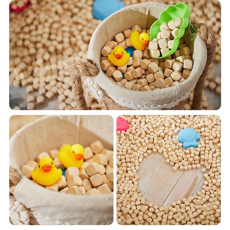 Đồ chơi hạt gỗ trơn làm xúc sắc, học chữ, đếm số cho bé: