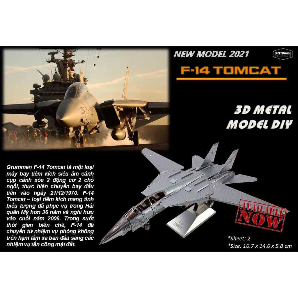 Mô Hình Lắp Ghép kim Loại 3D Máy bay tiêm kích F-14 Tomcat