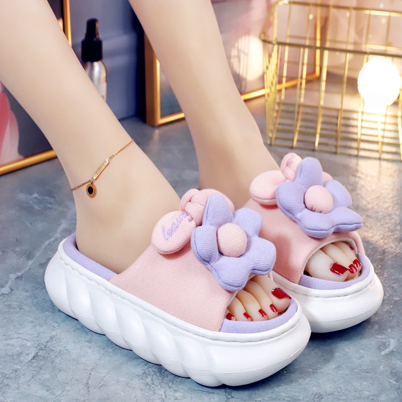 Dép bông xinh đế cao su dày mút êm nhẹ đi là đẹp