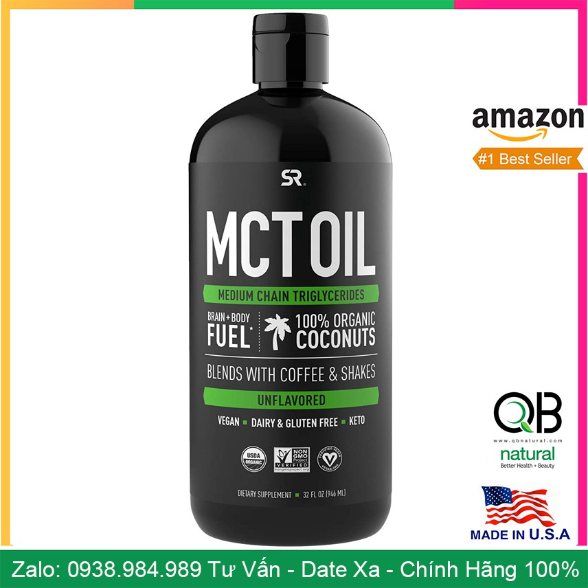 Dầu MCT Oil Dầu Dừa chuyển hoá chất béo, nấu ăn hoăc salat, 946ml USA