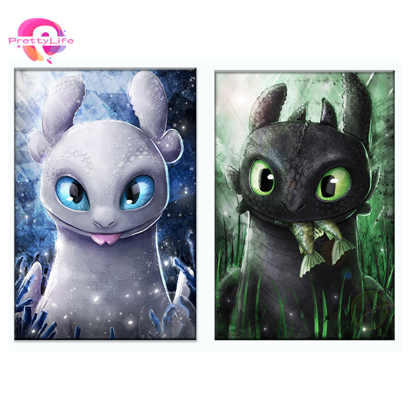 Bộ tranh đính đá 5D họa tiết hoạt hình rồng độc đáo kích thước 30*40cm