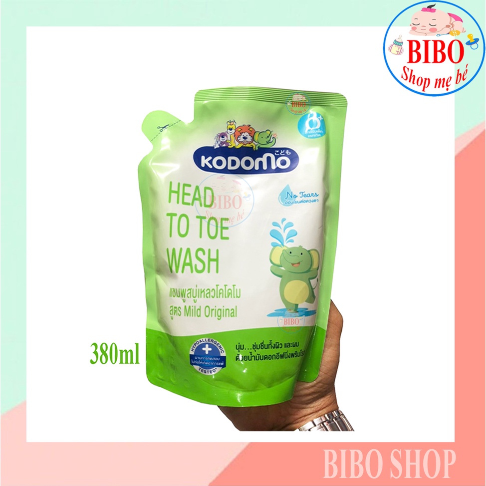Dầu tắm gội cho bé Kodomo Head To Toe Thương hiệu Thái Lan_Loại Túi 380ml