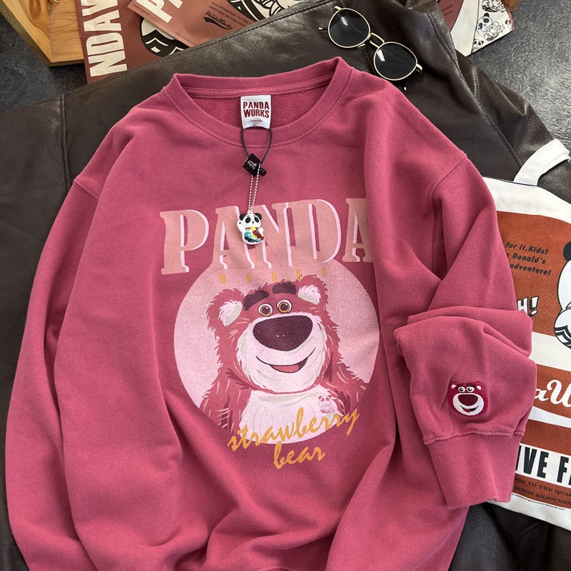 Áo sweater Cổ Tròn Dáng Rộng In Họa Tiết Dâu Tây Phong Cách Hàn Quốc Thời Trang Thu Đông Mới