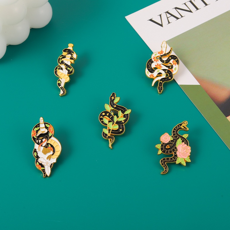 Ghim CàI ÁO HìNh Con RắN Và Hoa MàU Đen ThờI Trang Cho Nam Nữ