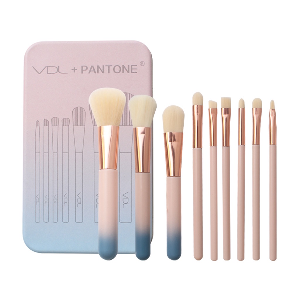 Set 9 cọ trang điểm GDTIMA èm hộp thiếc màu gradient xinh xắn