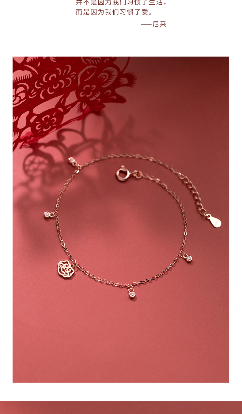 Lắc Chân Bạc 925 Đính Đá Kim Cương Phong Cách Retro Đơn Giản Cho Nữ S4455 | BigBuy360 - bigbuy360.vn